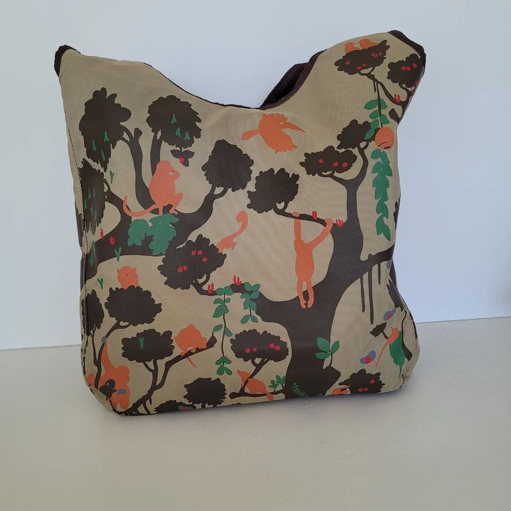Hunting World Brown Faux Suede Reversible Jungle Monkey Print Tote Bag Large